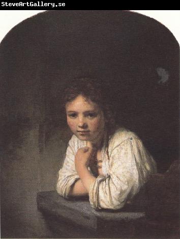 REMBRANDT Harmenszoon van Rijn Girl leaning on a window-sill (mk33)